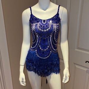 Blue Sequin Fringe Dress